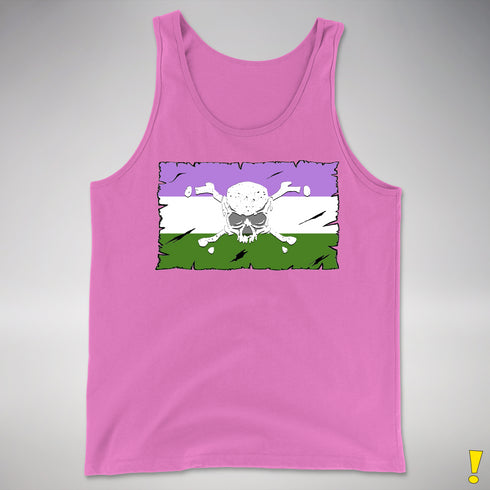 Genderqueer Pride Pirate Flag Premium Tank Top - Neon Pink